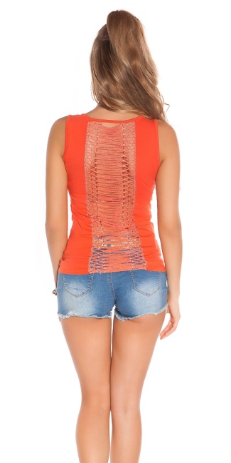 Top with Peace-Print and backfree Coral